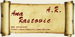Ana Rastović vizit kartica